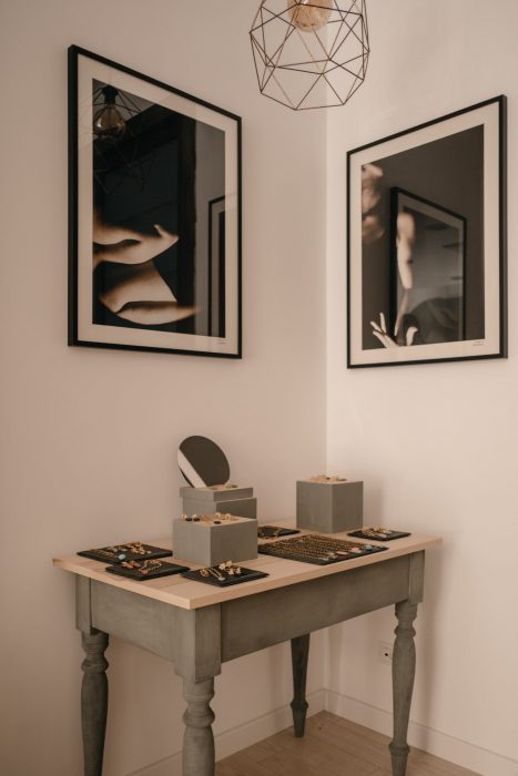 Photographic prints by Cristina Pedratscher, from the 'Elements' project, at Spazio Vayadù, the concept store near the Budello in Alassio.